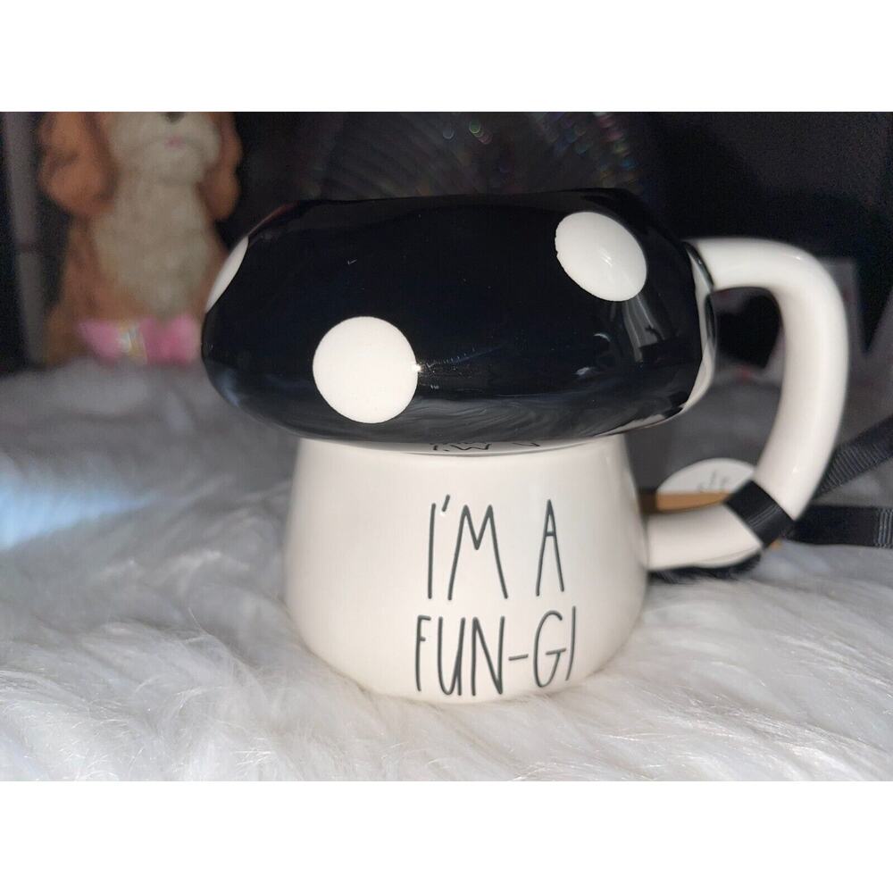 RAE Dunn Artisan Collection I'm a FUN-GI Mushroom Mug - Black Mushroom